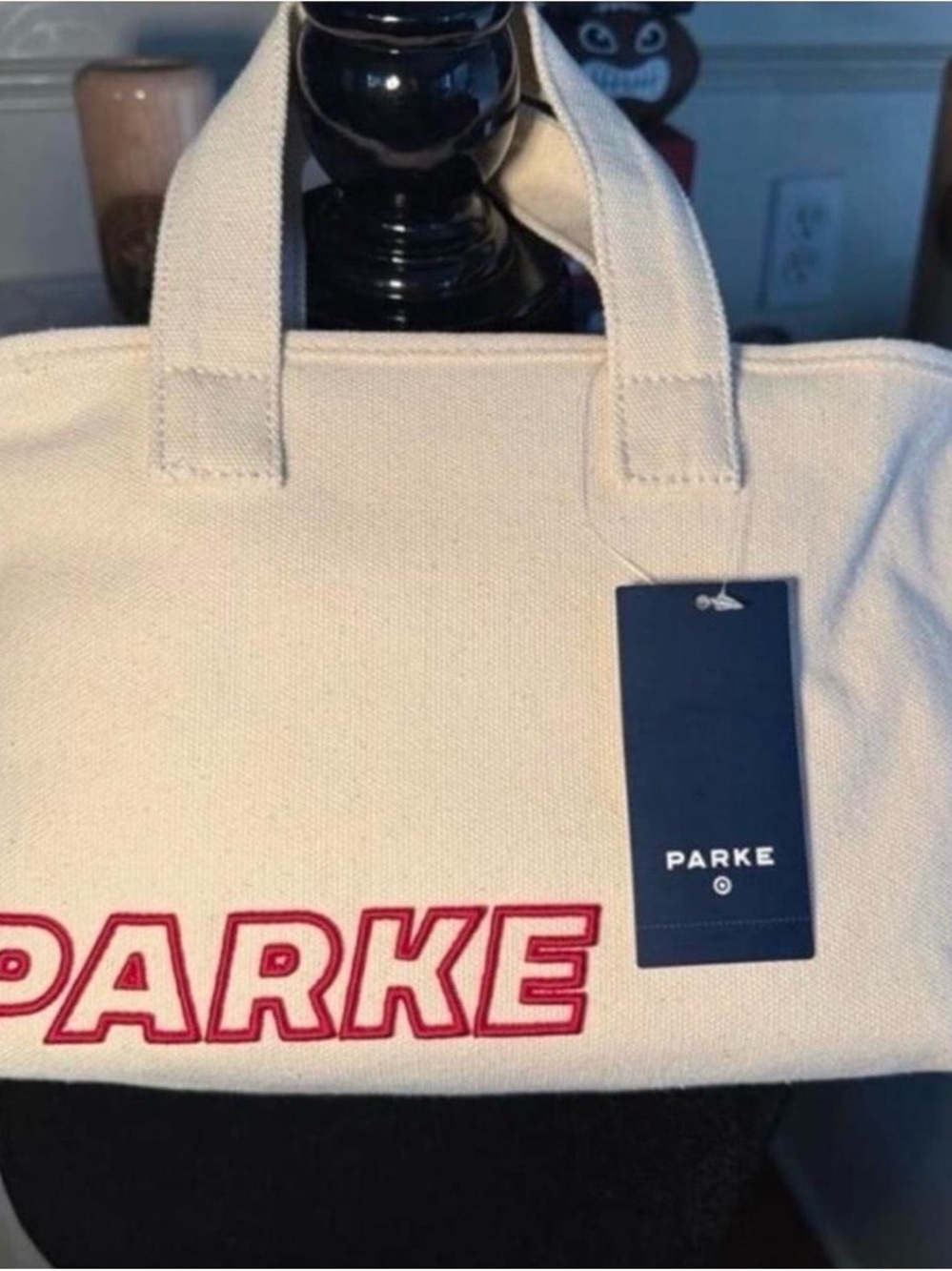 Parke x Target Mini Canvas Tote with Red Lettering